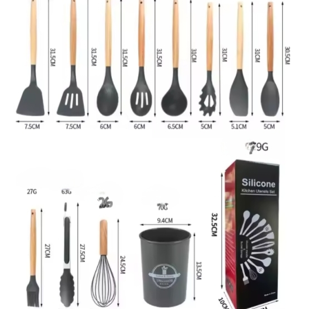 Mint Green Kitchen Utensil Set - Picture 2 of 3